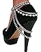 Silvertone Adjustable Heel Chain with Multiple Links and Simulated Pearls