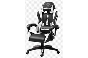JaxSteam Gaming Chair Office Chair High Back Computer Leather Desk Chair Racing with Swivel with Headrest and Lumbar (Black and White, 04)
