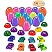 16 PCs Filled Easter Eggs with Toy Cars, 3.15in Colorful Easter Eggs Prefilled with Various Pull Back Vehicles and Cute Ladybirds