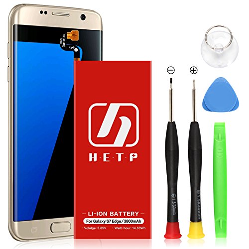 Galaxy S7 Edge Battery 3800mAh Upgraded HETP Li-ion Replacement Battery EB-BG935ABE for Samsung Galaxy S7 Edge G935V G935P G935A G935F G935T G935R4 with Free Screwdriver Tool Kit-12 Month Warranty