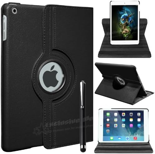Mobile Junction ® 360 Case Apple iPad Air (5th Generation with Retina Display) 360 Degree Rotating Smart Stand Case Cover with Auto Sleep Wake Incl. Free Screen Protector & Stylus (Black)