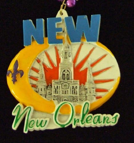 Crescent Moon and Saint Louis Cathedral Bead Necklace New Orleans Mardi Gras Spring Break Cajun Carnival Festival