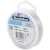 Beadalon 49 Strand Bead Stringing Wire, .024 in / 0.61 mm, Silver Color, 30 ft / 9.2 m