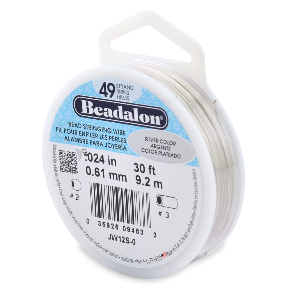 Beadalon 0.61 mm Diameter 9.2 m Reel 49 Strand Wire, Silver