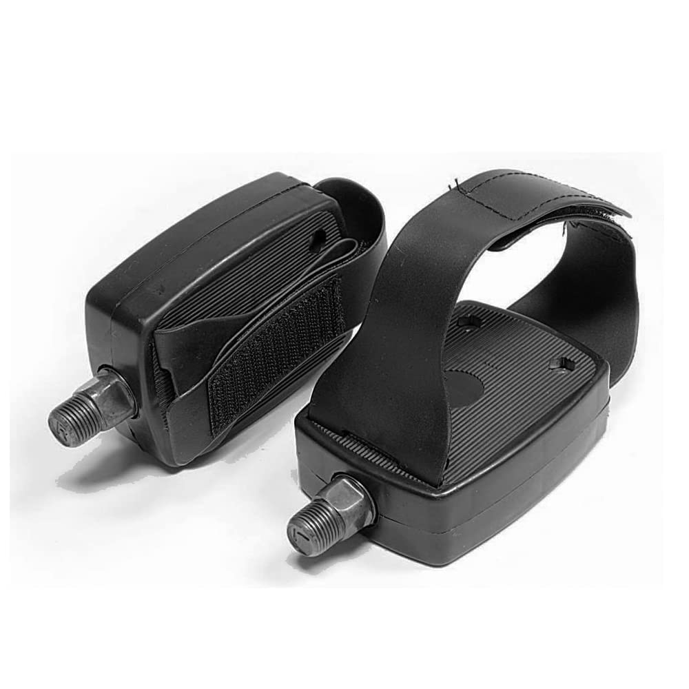 Pair of Pedals 1/2 for Exercise Bikes Adjustable Replacement Pedals with Strap, Non-Slip for Room Bike, Bicycle, Fitness Indoor Bike