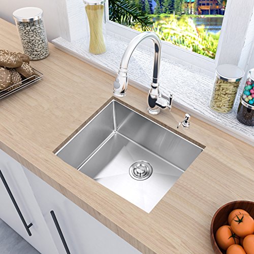 MOWA HUS2318 Pro Series R10 Tight Radius Handmade 23" 16 Gauge Stainless Steel Undermount Single Bowl Modern Kitchen Sink