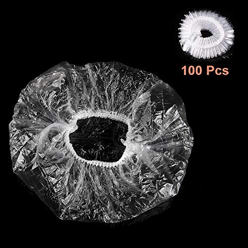 Disposable Shower Caps,MASWATER 100 Pcs Plastic Waterproof Clear Bath Caps Shower Hair Caps for Home Use,Women Spa,Hotel and Hair Salon, Portable Travel Normal Size - Thumbnail 7