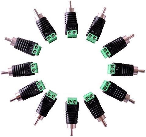 IHOMEGUARD 12 Pack Phono RCA Male Plug to AV Screw Terminal Audio/Video Connector Adapter