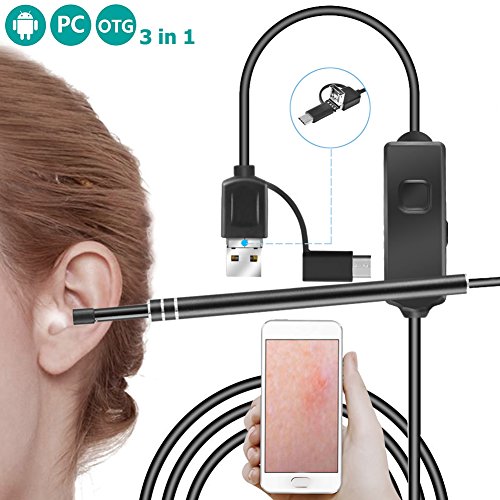 Ear Endoscope, Monocho Mini Otoscope 3 in 1 Borescope Inspection Camera