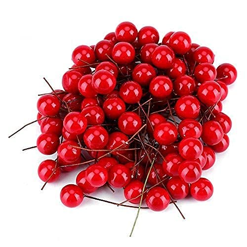 Yosoo Artificial Red Cherries Christmas Berry Decorations Holly Berry Hanging Ornaments Holiday Festival Artificial Fruit Decor DIY Holiday (200 Pieces)