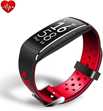 Fitness Tracker Smartband, Eschone Slim Touch HR Heart Rate Waterproof Activity Tracker Wireless Bluetooth Smart Bracelet Watch Sleep Monitor Pedometer (Red)