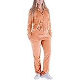 LeeHanTon Womens 2 Piece Outfits Velour Tracksuits Long Sleeve Sports Sweatsuits Jogging Velvet Lounge Set