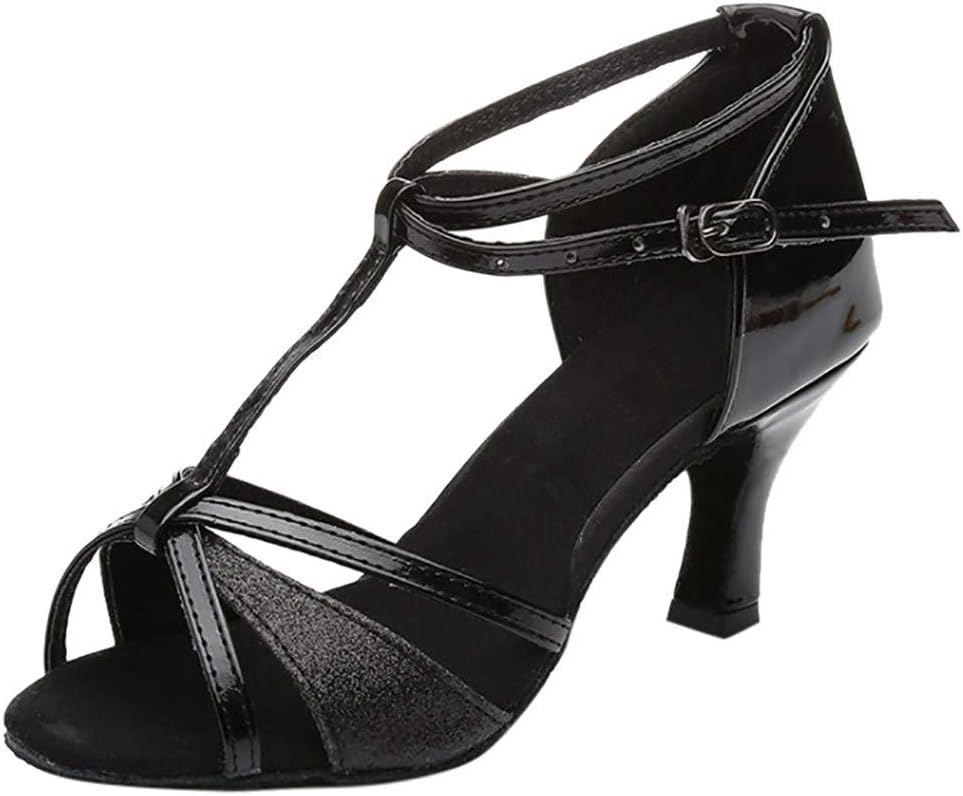 Latin Dance Shoes,Girl Med-Heels Satin Shoes Party Tango Salsa Dance Shoes