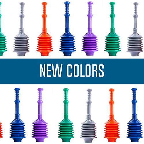 VETTA Professional Bellows Accordion Toilet Plunger, High Pressure Thrust Plunge Removes Heavy Duty Clogs from Clogged Bathroom Toilets, All Purpose Commercial Power Plungers for Any Bathrooms, Blue - Thumbnail 4