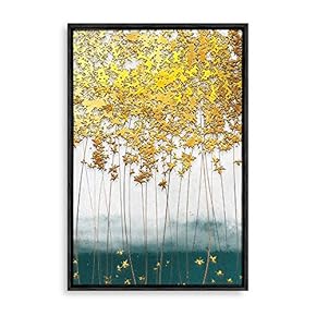 Framed Canvas Wall Art Golden Forest Canvas Prints Home Artwork Decoration for Living Room,Bedroom - 16x24 inches