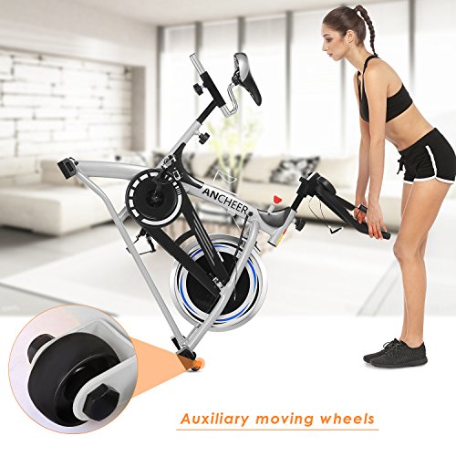 ANCHEER Stationary Bike, 40 LBS Flywheel Belt Drive Indoor Cycling