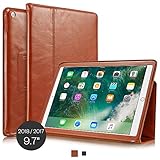 KAVAJ iPad Case 2017 Leather Cover "Berlin" for New Apple iPad Cognac-Brown Genuine Cowhide Leather with Built-in Stand Auto Wake/Sleep Function. Slim Fit Smart Folio covers iPad New Model