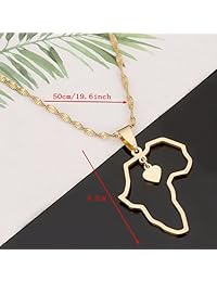 Collar con colgante de mapa de África, color dorado, mapa de la vida silvestre africana, elefantes, leones, jirafas, acero inoxidable, G103