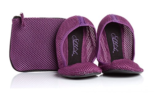 Sidekicks Foldable Ballet Flats with Carrying Case, Purple, Large
