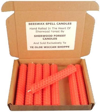 Sherwood Forest Candles - Set Of 8 Witch's Beeswax Spell Candles - Peach - 10cm