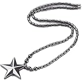 LZD Hematite Necklace Mens Womens Unisex Black Star Screw Clasp X75