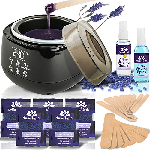 Wax Warmer Home Waxing Kit - Wax Kit for Hair Removal Wax Pot Professional with LED Display and 5 Bags Painless Hard Wax Beans, 20 Wax Sticks for Face, Legs, Arms, Bikini - Thumbnail 7
