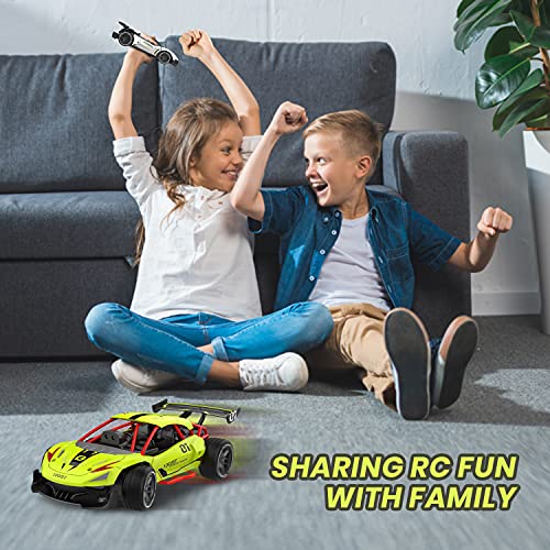 DEERC 287A 2 in 1 Auto-Sensing Remote Control Car, 15KM/H Racing Sport RC Cars with 2 Rechargeable Batteries for 60 Min, 1:20 Scale Vehicle Toy Hobby Car for Kids Teens Adults Gift