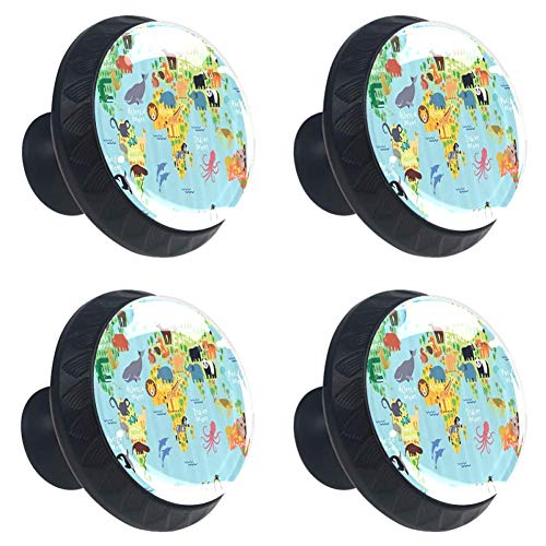4pcs Drawer Knob Pull Handle Animal Map Of The World For Import