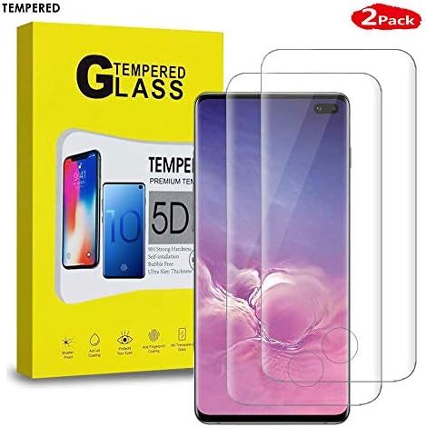 [2-Pack] Galaxy S10 Plus / S10+ (6.4in) Screen Protector [Upgraded Version] {Anti-Fingerprint} {9H Hardness} {Bubble Free} {99.9% Transparency} Tempered Glass Screen Protector for Samsung Galaxy S10