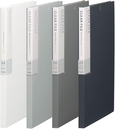 Amazon Co Jp プラス クリアファイル 縦 24ポケット デジャヴ Fc 124dp モノトーン 4色組 文房具 オフィス用品