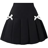 WDIRARA Girl's Bow Pleated Skirt High Waisted Skater A Line Short Skirts