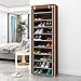 Function Home 10-Tier Shoe Rack with Dustproof Cover 30 Pair Shoe Organizer Shoe Rack Tower Zippered Storage Shoe Cabinet Ideal for Hallway Corridor in Brown