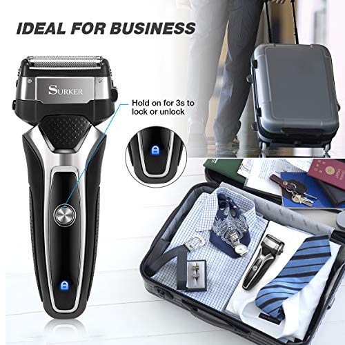 Electric Razor for Men, Homeasy Men's Electric Shaver Foil Shaver Wet & Dry Rechargeable IPX7 Waterproof with Sideburns Trimmer USB Quick Charging LED Display Cordless