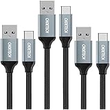 USB C Cable,CHOETECH 3-Pack Type C to USB 3.0 (6.6ft x 1, 3.3ft x 2)Nylon Braided Charging Cable for Galaxy Note 8,Galaxy S8 S8 Plus,Nintendo Switch,Nokia 8,LG G5 G6 V20,HTC 10, HTC U11