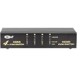 USB HDMI KVM Switch 4 Port with Cable Kits Support Auto Scan EDID 1080P 3D, PC Monitor Keyboard Mouse Switcher for Computer Server Laptop DVR NVR Game Console Xbox PS3 PS4 CKL-94H