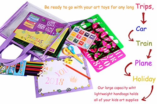 Drawing Stencils Art Set for Kids, Momoda Reusable Plastic Stencils for Creativity Kit & Travel Activity, Educational Toy for Boys and Girls, Ideal for Children Learning Numbers, Letters, Animal,