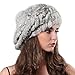 FURTALK Women's Winter Warm Rabbit Fur Beret Hat Grey