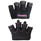 Contraband Pink Label 5537 Womens MICRO Weight Lifting Gloves w/ Grip-Lock Padding (PAIR) (Black, X-Small)