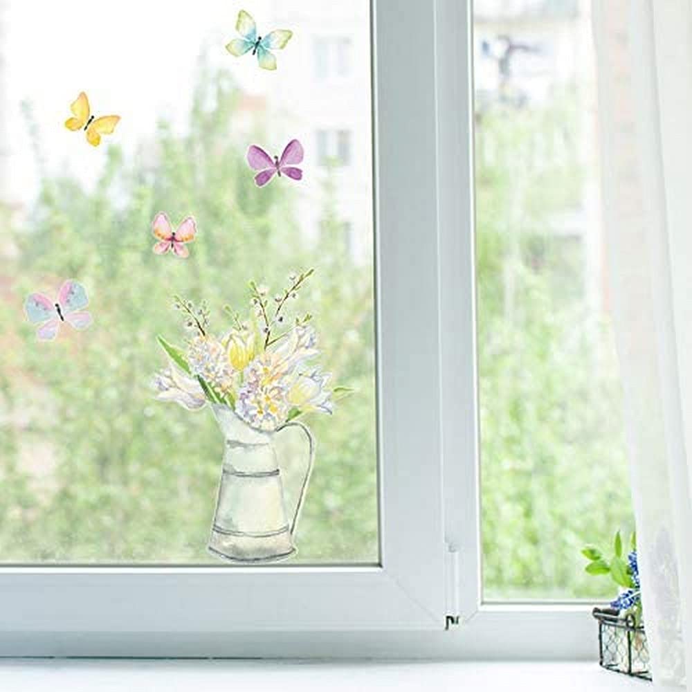 Stickerscape Spring Window Stickers (Spring Flowers) | Spring Window Decal, Spring Window Decor, Easter Window Stickers | Easy to Apply, Cleanly Removable and Repositionable