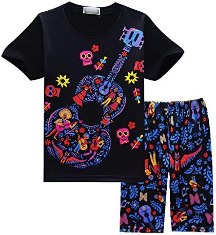 Wnitefg Boys' and Girls' Coco Home Clothes For Short Sleeves and Beach Pants Pajamas Set