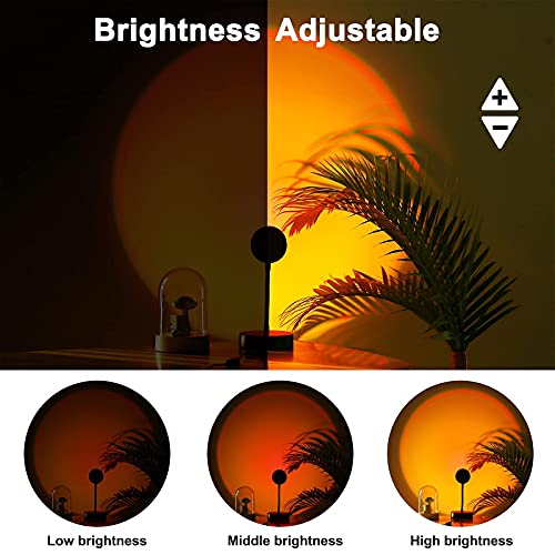 Sunset Lamp, Sunset Night Light Rainbow Projector 10W 360° 16 Color Changing 4 Modes, Romantic Visual Ambient for Room, Vlog, Photography, Decorative, Party Decor, Gift for Women, USB Charging