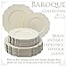 PARTY DISPOSABLE 40 PC PLASTIC PLATE SET | 20 Dinner Plates | 20 Side Plates | Heavyweight Plastic Dishes | Elegant Fine China Look | for Upscale Wedding and Dining - Baroque, Ivory