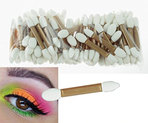 PhantomSky50Pcs Disposable Eyeshadow Makeup Applicator Brush Set Cosmetic Dual Sided Double-end Latex Sponge Eye Shadow Brushes Set