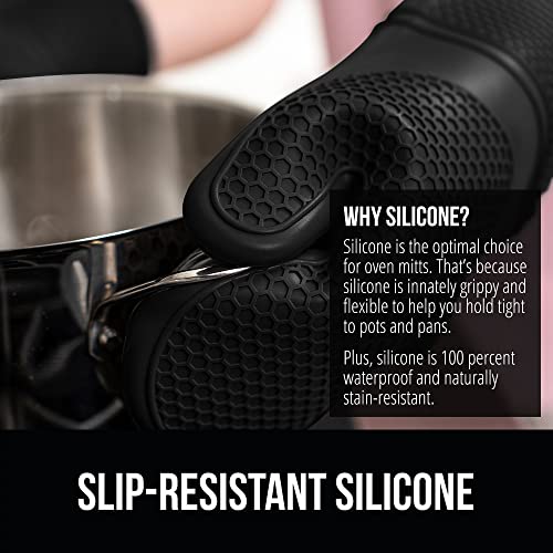 Gorilla Grip Heat and Slip Resistant Silicone Oven Mitts Set, Soft