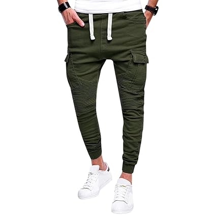CHENGYANG Männer Jogger Hosen Slacks Casual Elastic Classics Cargo Jogginghose Solide Baggy Taschen Hosen