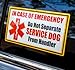 Service Dog Emergency Car Stickers Set of 2 Put on Car or Home Windows or Doors to Notify Police or Firefighters