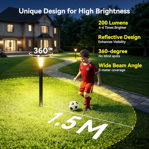 TuyLuxe 200 Lumens Extra Bright Solar Lights for Outdoor Garden Standing, 3000 K Warm White Solar Lights with 2000 mAh Battery, Garden Decoration with IP65 Waterproof for Outdoors, Patio, Balcony