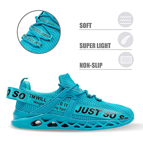 Jewels\' Tour Mens Runing Shoes Athletic Walking Tennis Lightweight Breathable Shoes Non Slip Comfort Casual Sneakers Lakeblue