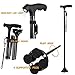 BigAlex Folding Walking Cane with LED Light,Pivoting Quad Base,Adjustable Walking Stick with Carrying Bag for Man/Woman (Alloy Base)