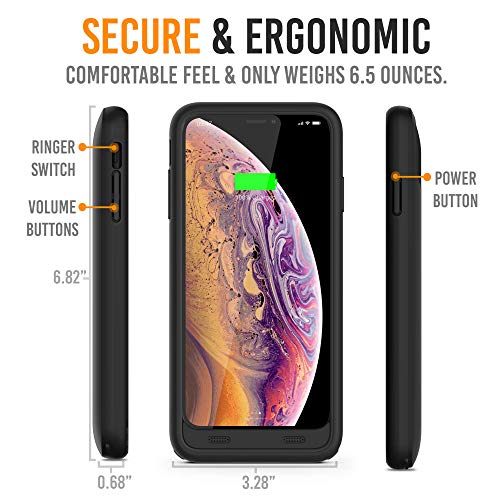 Alpatronix iPhone Xs Max Battery Case, Portable Protective Extended Charger Cover with Qi Wireless Charging Compatible with iPhone Xs Max (6.5 inch) BX10 Max - (Black)